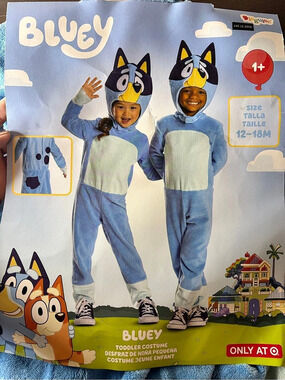 Bluey Toddler Costume 12-18M Plush Jumpsuit & Headpiece NEW Target
